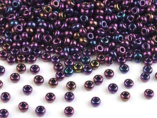 - Rokajl 11/0 - 2,1 mm, 50g - s fialovým iris efektom - 10578919_