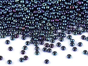 Korálky - Rokajl PRECIOSA s iris efektom 11/0 - 2,1 mm, 50g (s modrým iris efektom) - 10578918_