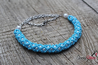Náhrdelníky - náhrdelník dutinkový polovičný (náhrdelník bielo-modrý) - 10582772_