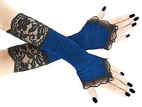 Rukavice - Dámské modré rukavice spoločenské 11801 - 10589395_