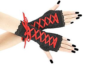 Rukavice - Bezprsté rukavičky so šnurovaním - gothic štýl 0110A - 10589411_