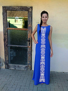 Šaty - FOLK ŠATY (Kráľovská modrá) - 10589355_
