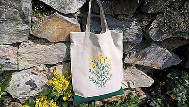Nákupné tašky - Luxusná ľanová taška s bylinkovou výšivkou - (23.7.-23.8.) - 10595936_