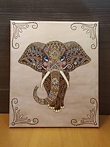 Obrazy - Slon - mandala šťastia - 10597103_
