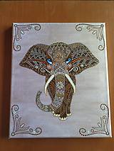 Obrazy - Slon - mandala šťastia - 10597105_