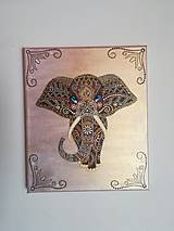 Obrazy - Slon - mandala šťastia - 10597106_
