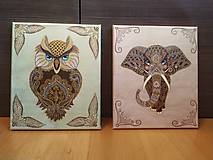 Obrazy - Slon - mandala šťastia - 10597108_