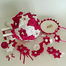Kytice pre nevestu - Svadobný set na mieru, ružová - amarant - 10606480_