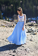 Šaty - Modré vyšívané šaty - 10603286_