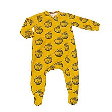 Detské oblečenie - Detské pyžamko apples mustard - 10606605_
