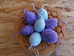 Dekorácie - Melírované vajíčka háčkované - malé 4,5cm (Modrá) - 10603685_