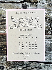 Papiernictvo - svadobné oznámenie Kalendár natur - 10604598_