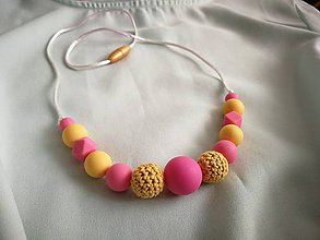 Detské doplnky - Dojčenský silikónový náhrdelník (kojokorále) "candy pink" - 10610065_