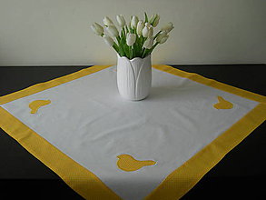 Úžitkový textil - Jarný obrus - Žlté vtáčiky - 10612263_