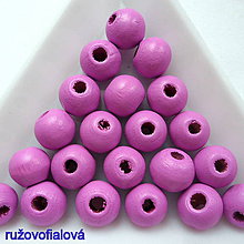 Korálky - Drevené korálky 8mm-50ks (ružovofialová) - 10613552_