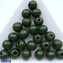 Korálky - Drevené korálky 8mm-50ks (tm.zelená) - 10613554_