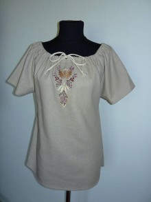 Topy, tričká, tielka - Ručne vyšívaná dámska blúzka - 10611607_