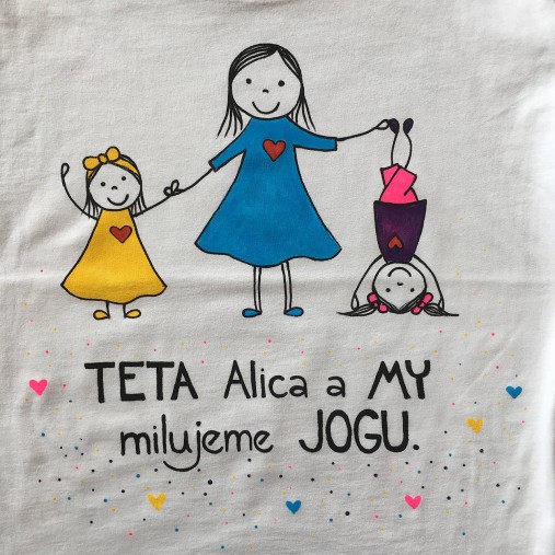Originálne maľované tričko s 3 postavičkami (TETA + 2 dievčatá)