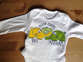 Detské oblečenie - Maľované detské tričko so sloníkmi (Trojsúrodenecký variant s menami na body) - 10611582_
