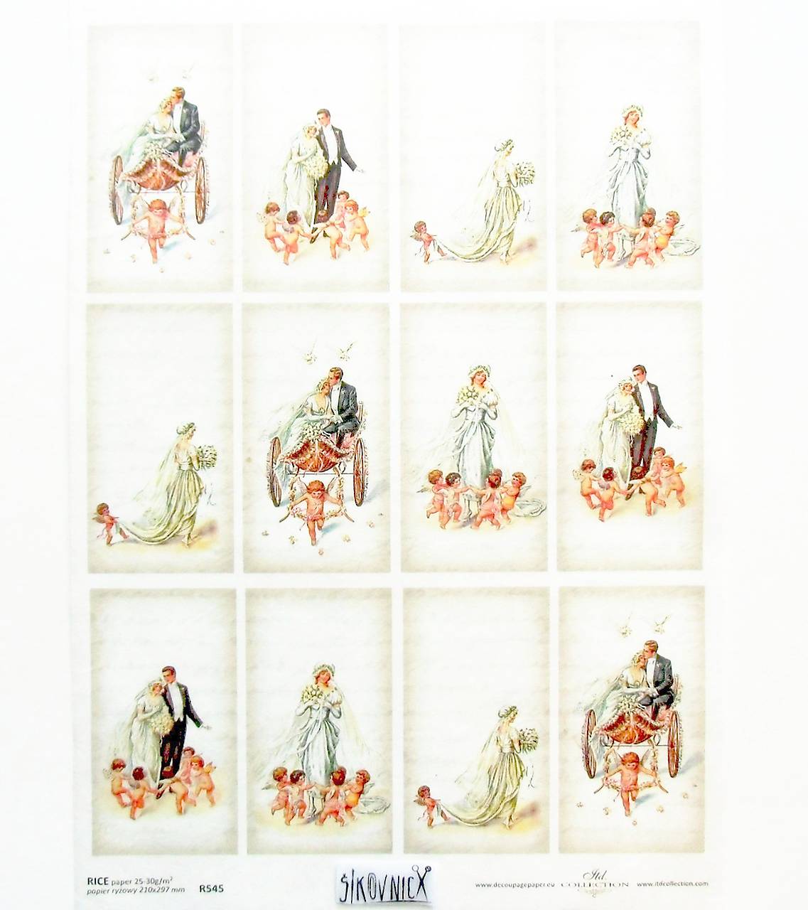 Ryžový papier na decoupage -A4-R545- svadba, anjeli