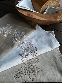 Úžitkový textil - Ľanová kuchynská utierka s výšivkou (viac farieb ľanu) (Biela) - 10614273_