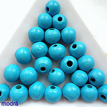 Korálky - Drevené korálky 8mm-50ks (modrá) - 10617366_