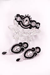 Sady šperkov - Elegantný čierno-strieborný soutache set - 10618183_