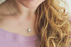Náhrdelníky - Strieborný náhrdelník s bielou perlou - Bokeh Pearl (Biela) - 10620751_