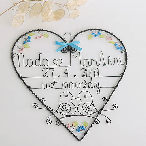 Dekorácie - veľké rozkvitnuté srdce - svadobné 30cm (už navždy) - 10624895_