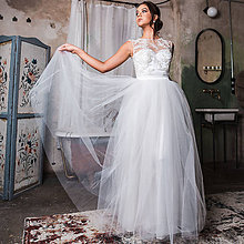 Šaty - Svadobné šaty z korálkového tylu a veľkou tylovou sukňou - 10625068_