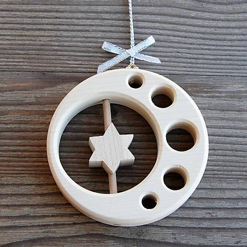 Dekorácie - Drevená hviezda v kruhu - javorová - 10622461_