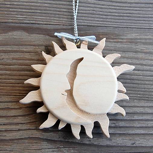 Dekorácie - Drevené Slnko s Mesiacom - 10623546_