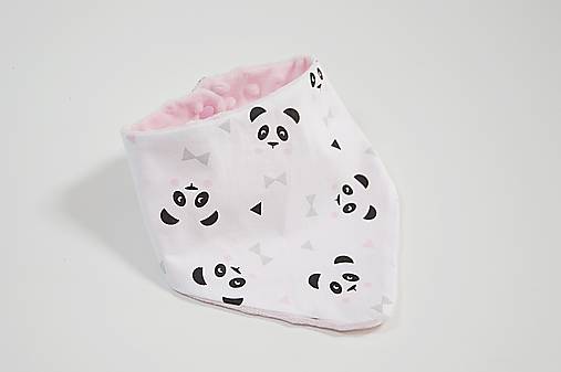  - Nákrčník pink minky + pandy s ružovými líčkami - 10626301_
