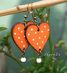 Náušnice - Heart dots // Orange - 10627628_