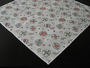 Úžitkový textil - Veľkonočný obrus s bielou čipkou - 10630886_
