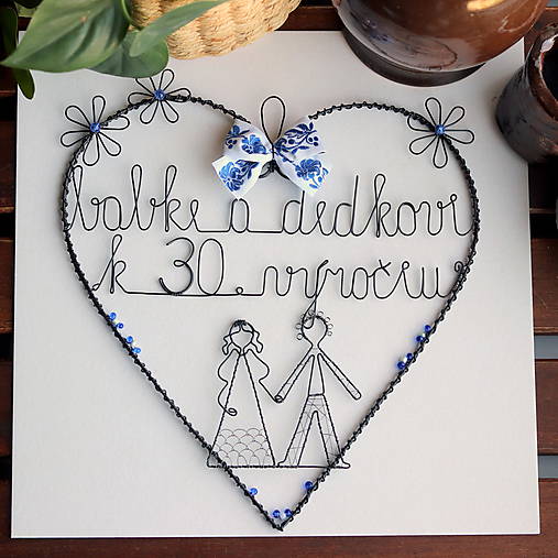 Dekorácie - veľké srdce k výročiu  30cm (folk) - 10635338_