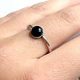 Prstene - Simple Black Agate AG925 Ring / Jemný strieborný prsteň s čiernym achátom /A0040 - 10633740_