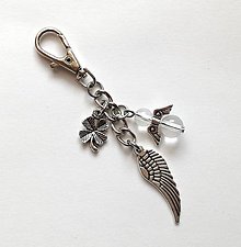 Kľúčenky - Kľúčenka "krídlo" s minerálovým anjelikom - 10635796_