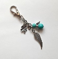 Kľúčenky - Kľúčenka "krídlo" s minerálovým anjelikom (Tyrkenit) - 10635811_