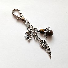 Kľúčenky - Kľúčenka "krídlo" s minerálovým anjelikom (Tigie Oklo) - 10635815_