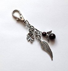Kľúčenky - Kľúčenka "krídlo" s minerálovým anjelikom (Granát) - 10635820_