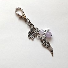 Kľúčenky - Kľúčenka "krídlo" s minerálovým anjelikom (Jadeit fialový) - 10635822_