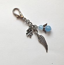 Kľúčenky - Kľúčenka "krídlo" s minerálovým anjelikom (Jadeit modrý) - 10635824_