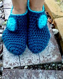 Ponožky, pančuchy, obuv - Papuče - modré - 10638065_