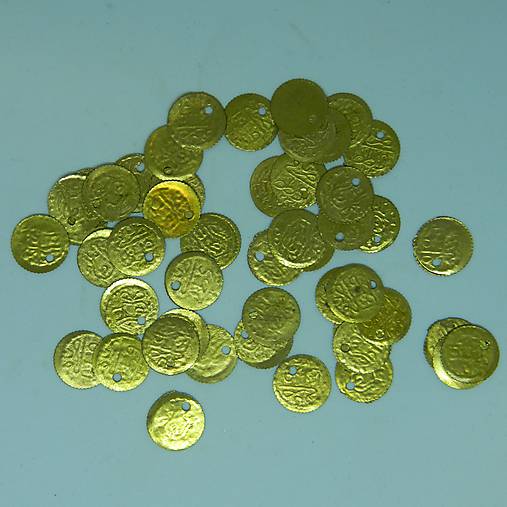 Peniažky kovové (zlaté  - priemer 13mm)