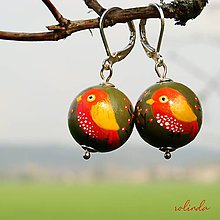 Náušnice - Zvieratkové náušnice (Ptáčci - oranžoví) - 10640259_