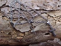 Náhrdelníky - oceľový náhrdelník - krížik - 10639506_