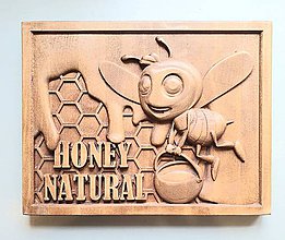 Dekorácie - Drevorezba reklama na bránu Domáci včelí med (Buk) - 10639767_