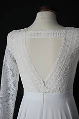 Šaty - Svadobné šaty s dlhým rukávom z geometrickej krajky v boho štýle - 10640659_