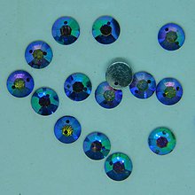 Iný materiál - Našívacie kamienky kruhové 6mm plastové (modré AB) - 10638674_